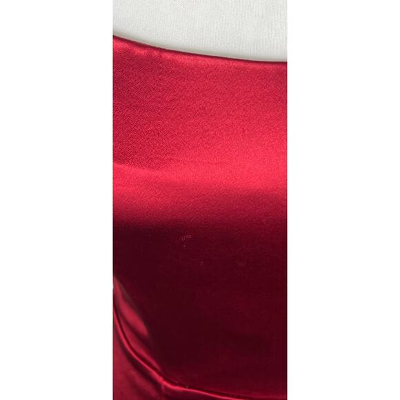 Bebe Red Satin Strapless Cocktail Dress - Picture 6 of 9